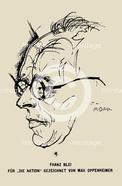 Portrait of writer Franz Blei (1871-1942). Creator: Oppenheimer, Max (1885-1954).