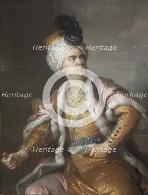 The actor Lekain (1729-1778) as Orosmane in the tragedy Zaïre of Voltaire, 1767. Creator: Lenoir, Simon Bernard (1729-1791).
