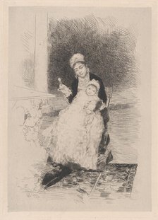 A seated woman holding a child, ca. 1800-1900?. Creator: Luis Jiménez Aranda.
