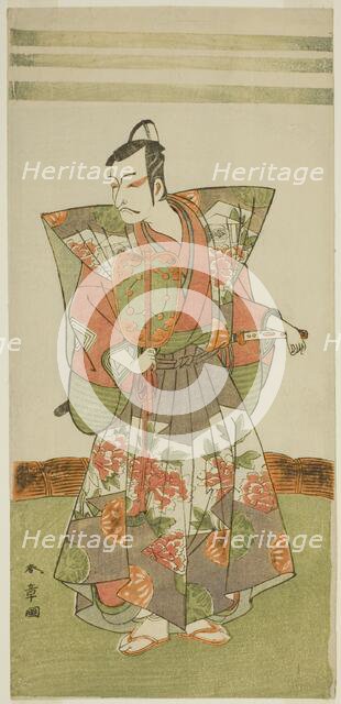 The Actor Ichikawa Danjuro V as Kudo Kanaishi in the Play Izu-goyomi Shibai no Ganjitsu..., c. 1772. Creator: Shunsho.