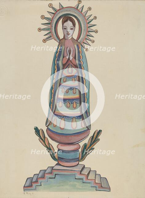 New Mexico, "Bulto", Polychromed Wooden Figure, 1935/1942. Creator: E. Boyd.