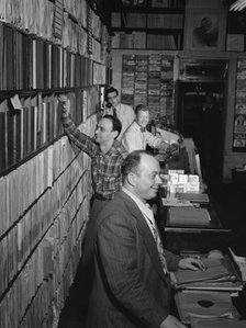 Portrait of Herbie Hill, Lou Blum, and Jack Crystal, Commodore Record Shop, N.Y., ca. Aug. 1947. Creator: William Paul Gottlieb.