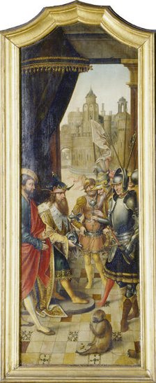 King David Receiving the Cistern Water of Bethlehem, 1516-1519. Creator: Master of the Von Groote Adoration.