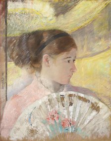 Young Lady in a Loge Gazing to Right, c1879. Creator: Cassatt, Mary (1845-1926).