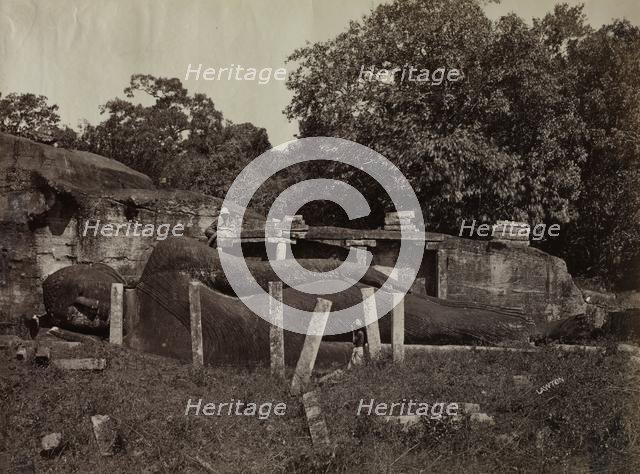 The Paranirvana of Buddha, Gal Vihara, Polonnaruva, Ceylon, 1870-1871. Creator: Joseph Lawton (British, d. 1874).