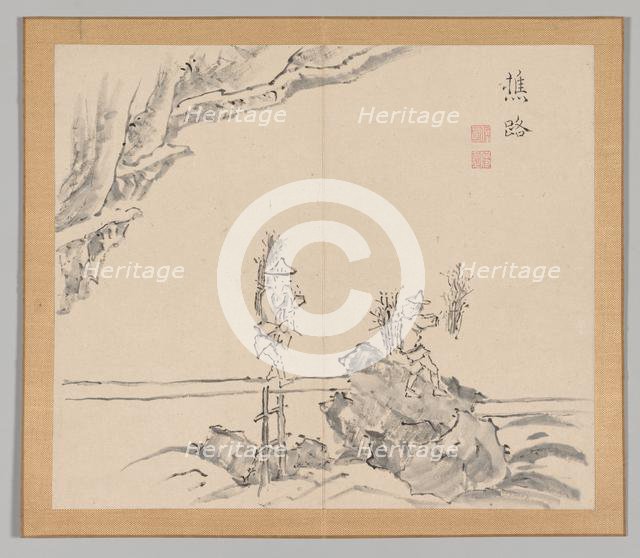 Double Album of Landscape Studies after Ikeno Taiga, Volume 1 (leaf 32), 18th century. Creator: Aoki Shukuya (Japanese, 1789).