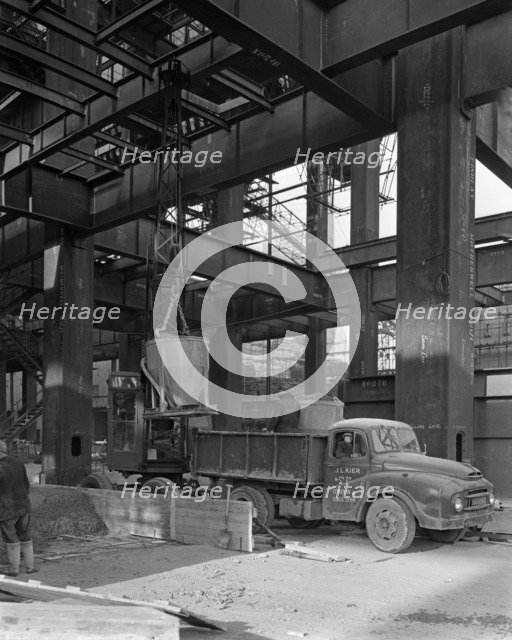 Austin lorry on a construction site, Leeds, West Yorkshire, 1959. Artist: Michael Walters
