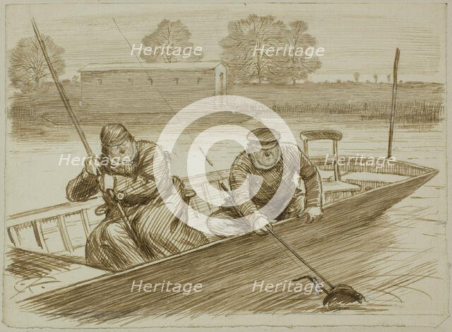 Fishing Scene, c. 1884. Creator: Charles Samuel Keene.