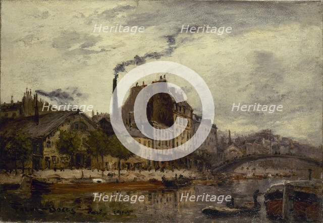 Demolition of the old Tournelle bridge, before 1920. Creator: Frank Myers Boggs.