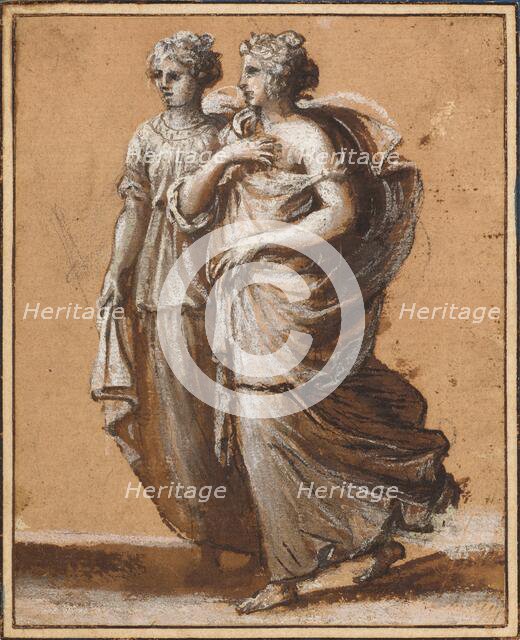 Two Women in Classical Dress, mid-1640s. Creator: Claude Lorrain.