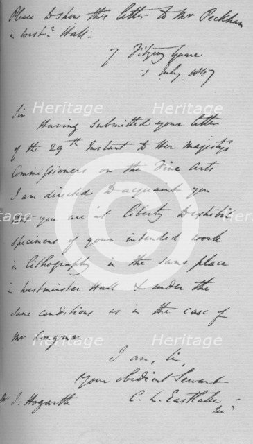 A letter from Charles Lock Eastlake, 1847 (1904). Artist: Charles Lock Eastlake.