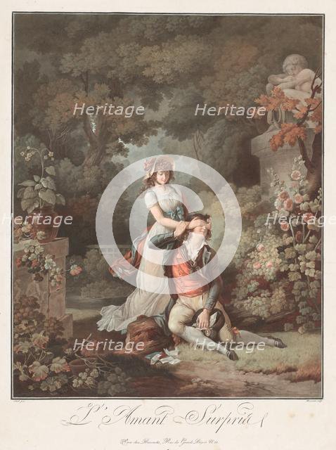 The Lover Surprised (LAmant Surpris), c. 1798. Creator: Charles-Melchior Descourtis (French, 1753-1820).