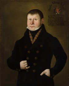 Portrait of Stanislaw Walewski Coat of Arms Kolumna, 1826. Creator: Jakub Rucinski.