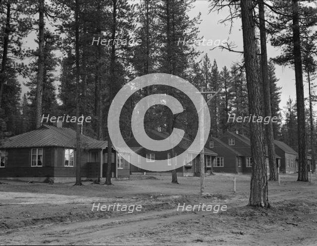 View of new model company lumber town housing for millworkers. Gilchrist, Oregon, 1939. Creator: Dorothea Lange.