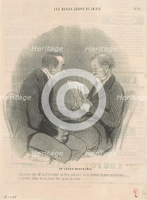 Un Léger Manuscrit, 1845.  Creator: Honore Daumier.