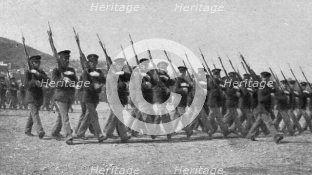 'Les Evenements de Grece; L'armee d'Athenes: un regiment portant la casquette allemande..., 1917. Creator: Unknown.