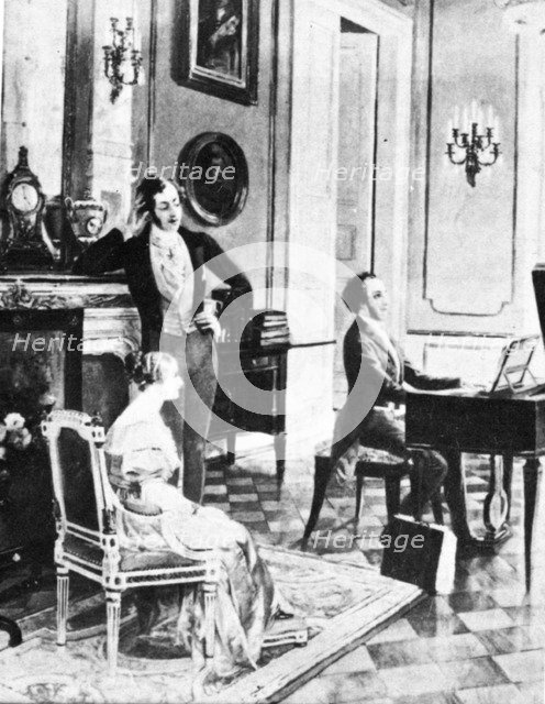 Felix Mendelssohn (1809-1847), performing for Queen Victoria and Prince Albert at Buckingham Palace. Artist: Unknown