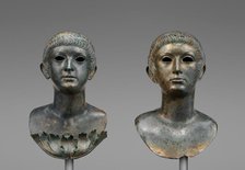 Pair of Portrait Busts of Youths and an Unrelated Pair of Marble Eyes, A.D. 60-70. Creator: Unknown.