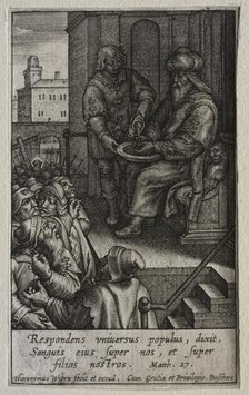 The Passion: Pilate Washing his Hands. Creator: Hieronymus Wierix (Flemish, 1553-1619).