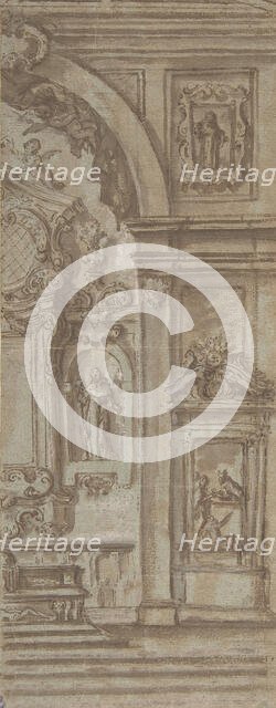 Right Half of a Wall Elevation with a Church Altar, 18th century. Creator: Anon.