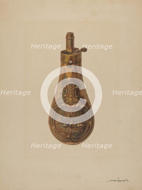 Powder Flask, c. 1936. Creator: Michael Dadante.