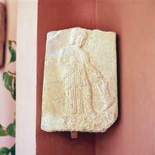 Greek Funerary Relie, Young girl with Bird and Dog, 4th century BC. Artist: Unknown.