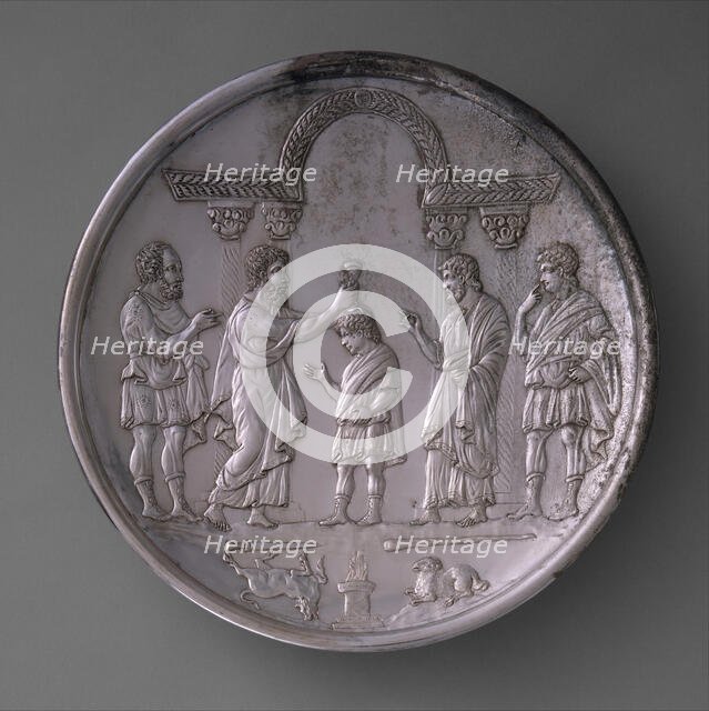 Plate with David Anointed by Samuel, Byzantine, 629-630. Creator: Unknown.