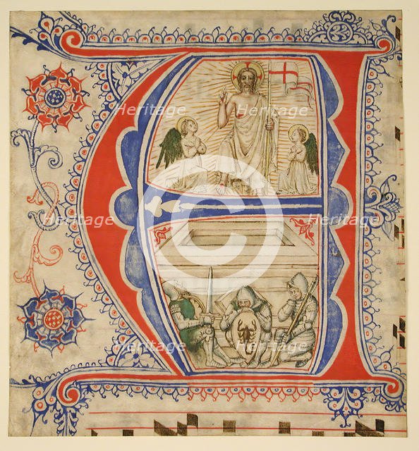 Manuscript Leaf Showing an Illuminated Initial A..., second half of 14th-early 15th century. Creator: Unknown.
