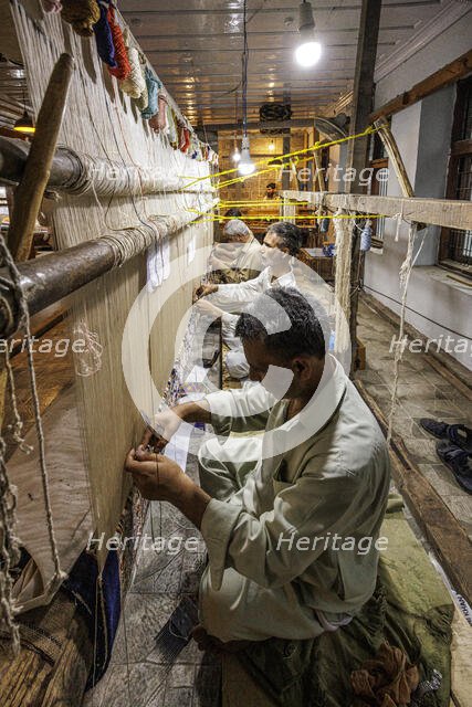 Carpet-making, Srinagar, Kashmir, India, 2023. Creator: Peter Thompson.