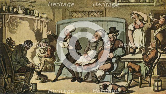 'Dr. Syntax Reading His "Tour" in the Kitchen of the Dun Cow', c1815, (1943).  Creator: Thomas Rowlandson.