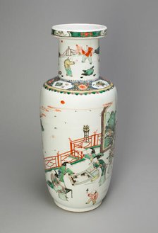 Baluster Vase with Women Performing the "Four Accomplishments"..., Qing dynasty, (1662-1722). Creator: Unknown.