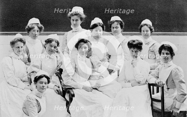 General Lying In Hospital, York Road, Lambeth: labour ward staff and students, 1908. Creator: Unknown.