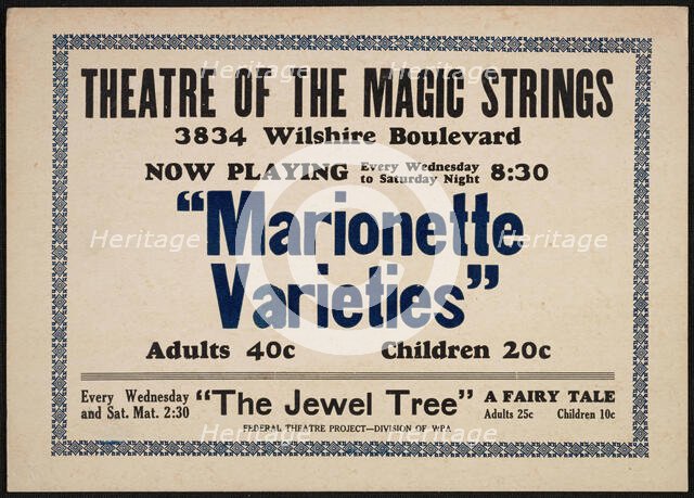 Marionette Varieties, Los Angeles, 1937. Creator: Unknown.