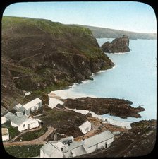 Kynance Cove and village, Cornwall, late 19th or early 20th century.  Artist: Church Army Lantern Department