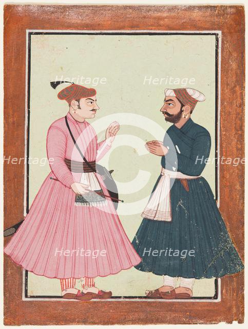 A noble, probably Raja Gaur Sen, receives another noble, c. 1700-20. Creator: Unknown.