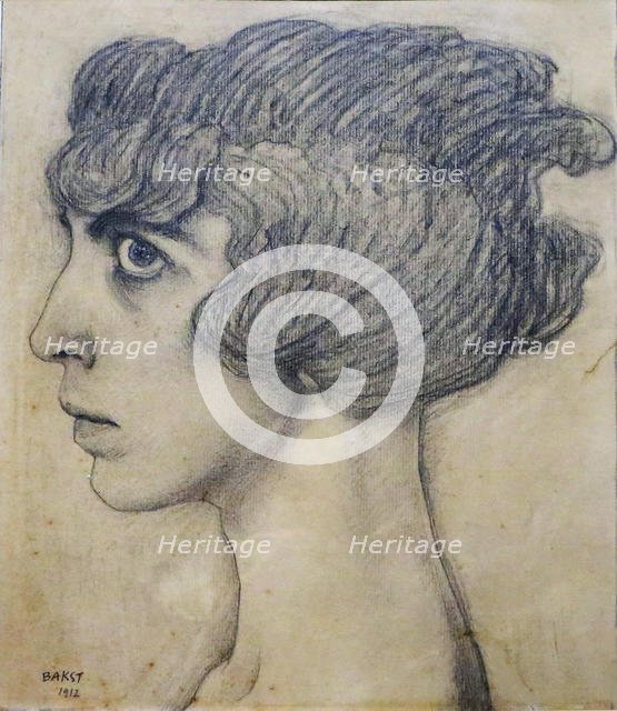 Portrait of Marchesa Luisa Casati, 1912. Creator: Bakst, Léon (1866-1924).