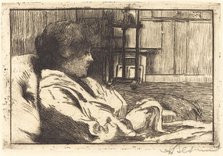 Woman Reading in the Atelier (La lecture dans l'atelier), 1887. Creator: Paul Albert Besnard.