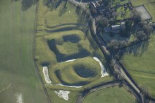 Motte and bailey castle and fishpond earthwork, Lilbourne, Northamptonshire, 2023. Creator: Damian Grady.