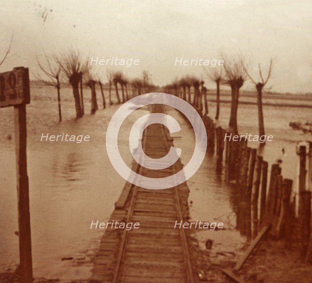 Railway line, Nieuwpoort, Flanders, Belgium, c1914-c1918. Artist: Unknown.