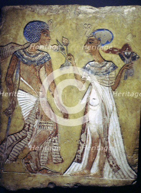 Egyptian painting of a young man and woman. Artist: Unknown