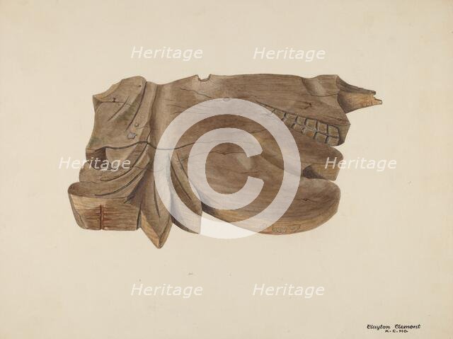 Wood Carving, c. 1943. Creator: Clements Clayton.
