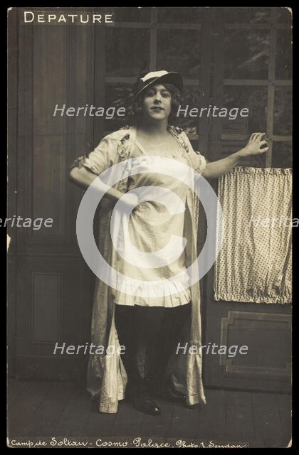 A prisoner of war dressed in drag, [between 1910 and 1919?]. Creator: L Soudan.