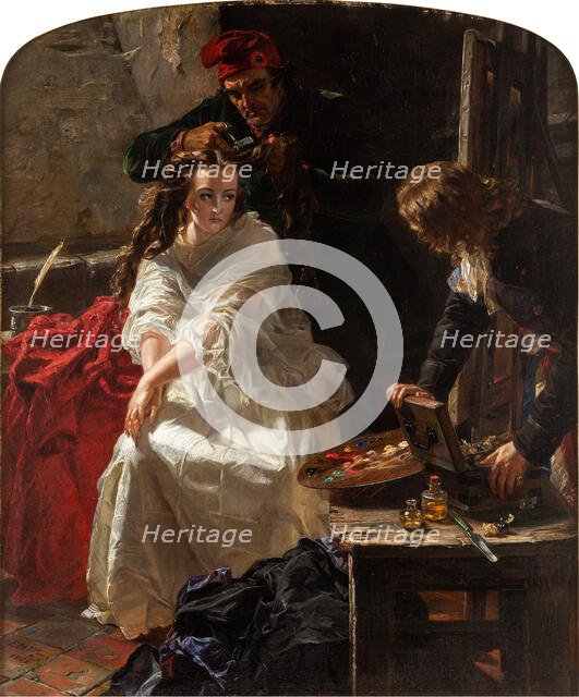 Charlotte Corday in the Prison of the Conciergerie, 1862. Creator: Ward, Edward Matthew (1816-1879).