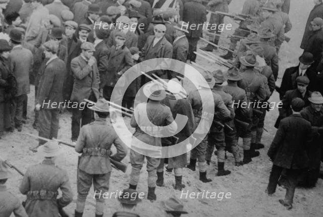Holding strikers in check, Lawrence, Massachusetts, 1912. Creator: Bain News Service.