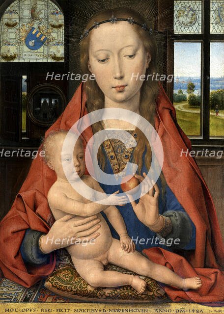 Diptych of Maarten van Nieuwenhove. Left panel: Virgin and Child, 1487. Creator: Memling; Hans (1433/40-1494).