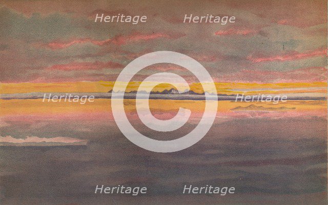 'Sunset off the North Coast of Asia, North of the Mouth of the Chatanga, 1893, (1897). Artist: Fridtjof Nansen.