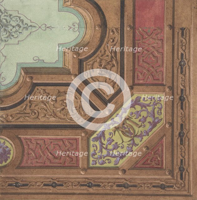 Design for Dining Room Ceiling, Château de Cangé, second half 19th century. Creators: Jules-Edmond-Charles Lachaise, Eugène-Pierre Gourdet.