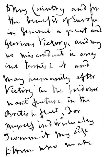 Part of a letter written by Nelson just before the Battle of Trafalgar, 1805 (1894). Artist: Unknown