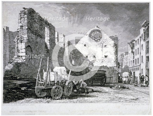 Ruins of the Bishop of Winchester's palace, Southwark, London, 1828. Artist: John Sell Cotman