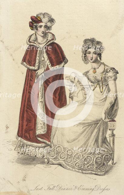 Fashion Plate (Last Full Evening and Dinner Dresses), 1822. Creator: Unknown.